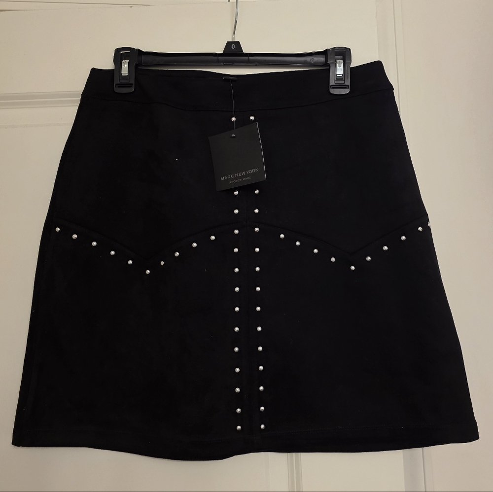 Gothic Western Chic Faux Suede Studded Skirt Womens S NWT Marc New York
